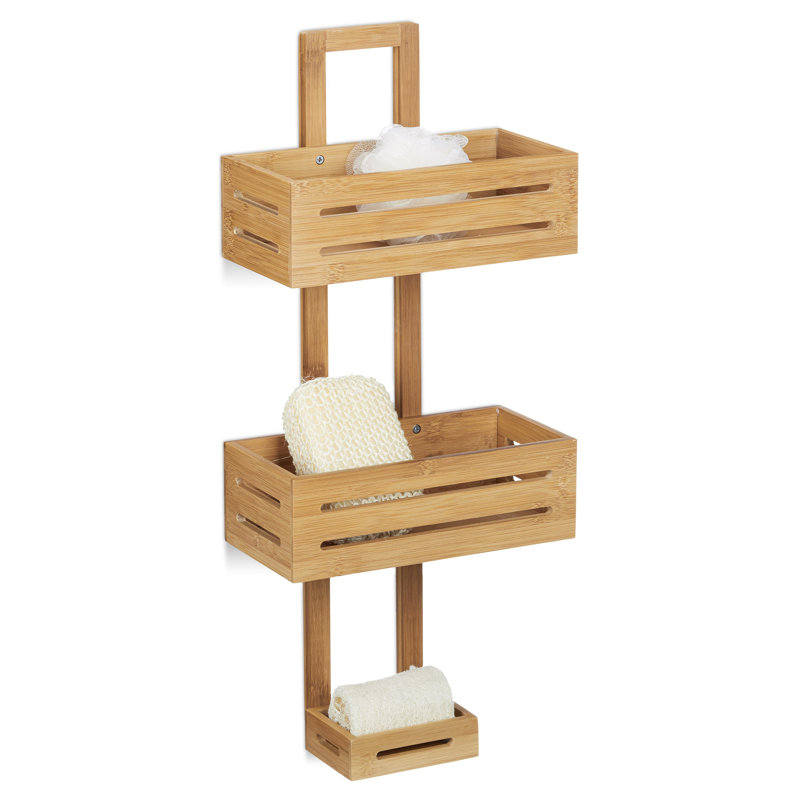 Relaxdays Bamboo Wall Mounted Shower Caddy & Reviews Wayfair.co.uk
